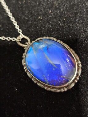 Antique Art Deco Thomas Mott (TLM) Sterling Silver Blue Morpho Butterfly Wing...